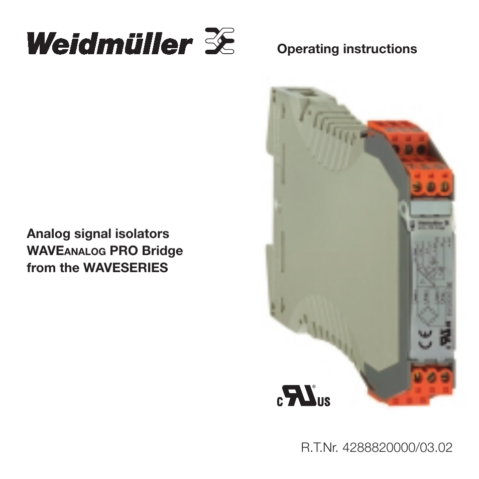 Weidmuller WAVE Analog PRO Bridge User Manual | 9 pages