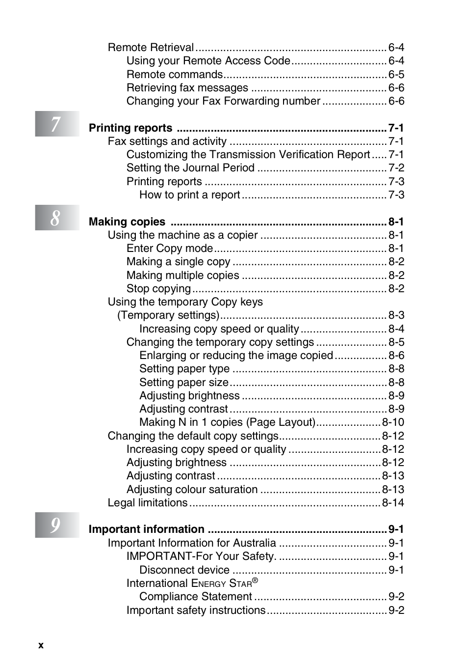 Brother FAX-3240C User Manual | Page 12 / 192