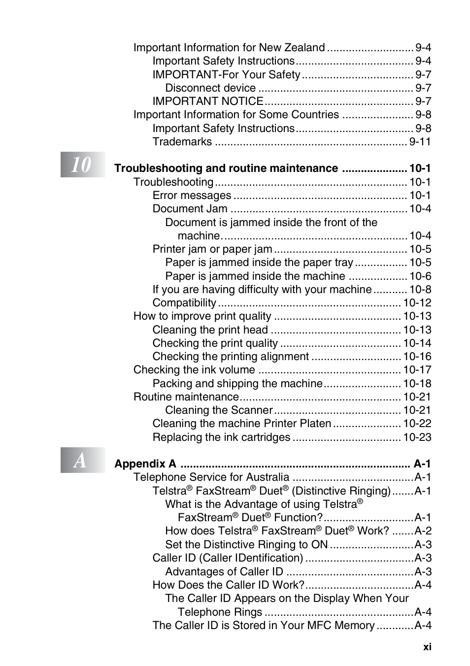 Brother FAX-3240C User Manual | Page 13 / 192