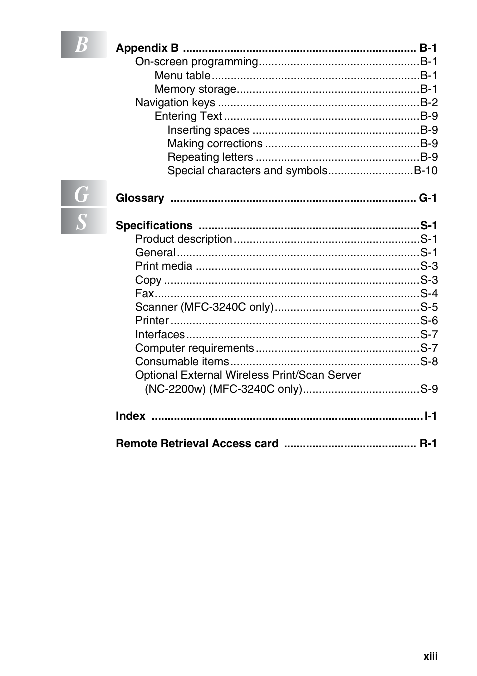 Brother FAX-3240C User Manual | Page 15 / 192