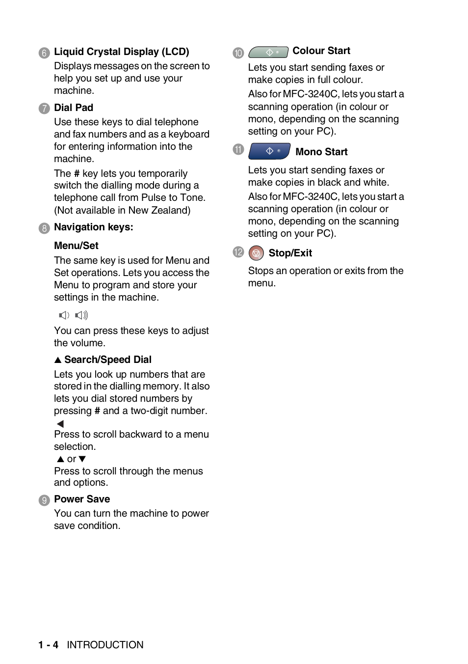 Brother FAX-3240C User Manual | Page 19 / 192