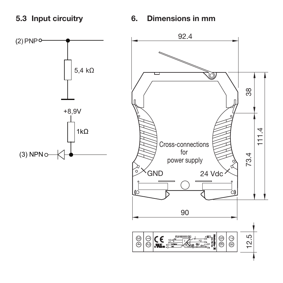 3 input circuitry 6. dimensions in mm | Weidmuller WAVE Analog PRO Frequency User Manual | Page 14 / 15