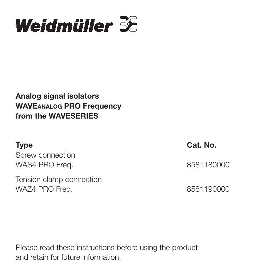Weidmuller WAVE Analog PRO Frequency User Manual | Page 2 / 15