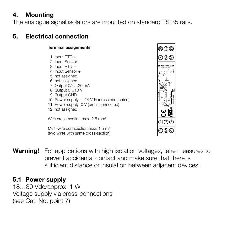 Mehrleiteranschluß max. 1 mm, Zwei leiter gleichen querschnitts), Multi-wire conncection max. 1 mm | Weidmuller WAVE Analog PRO RTD User Manual | Page 10 / 13