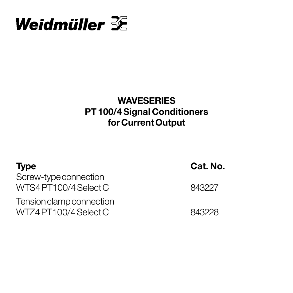 Weidmuller PT 100/4 signal conditioners for current output User Manual | 18 pages
