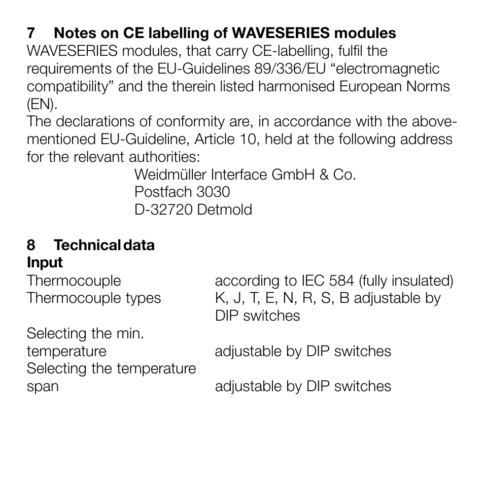 Weidmuller Thermo Signal Conditioners for current & voltage output User Manual | Page 10 / 14