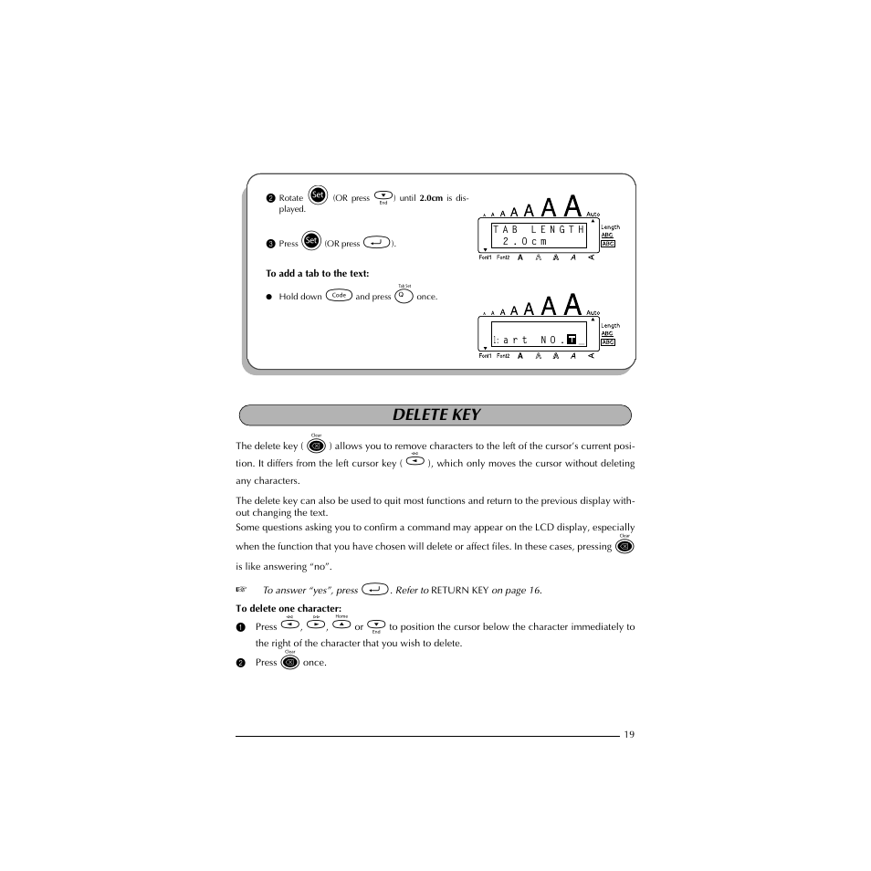 Delete key | Brother HL-1850 User Manual | Page 23 / 71