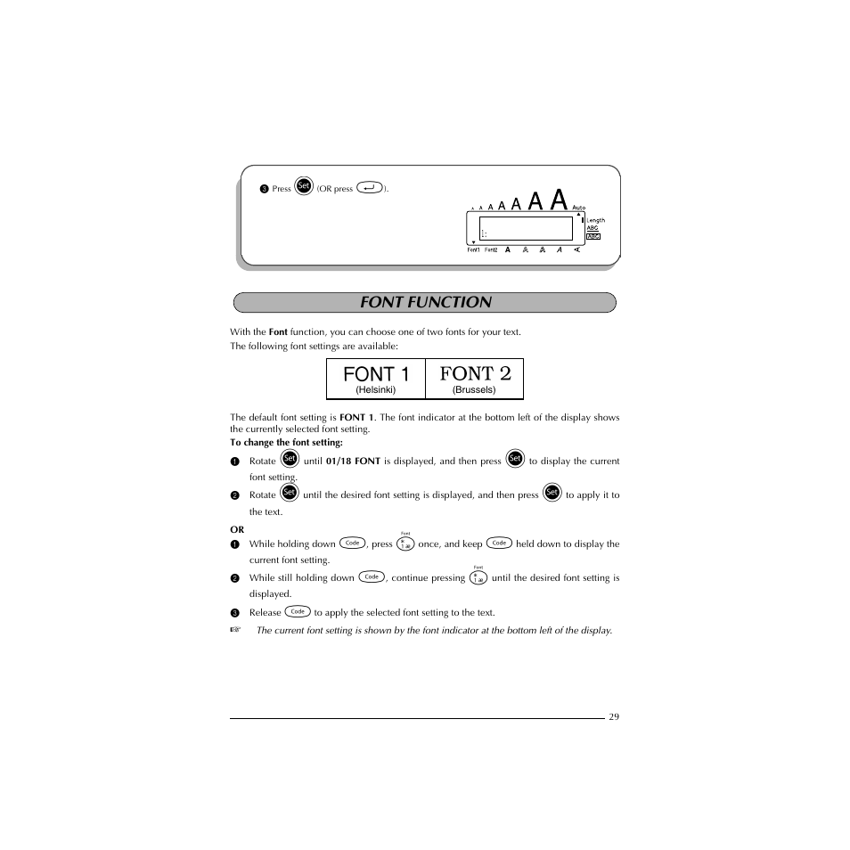 Font function | Brother HL-1850 User Manual | Page 33 / 71