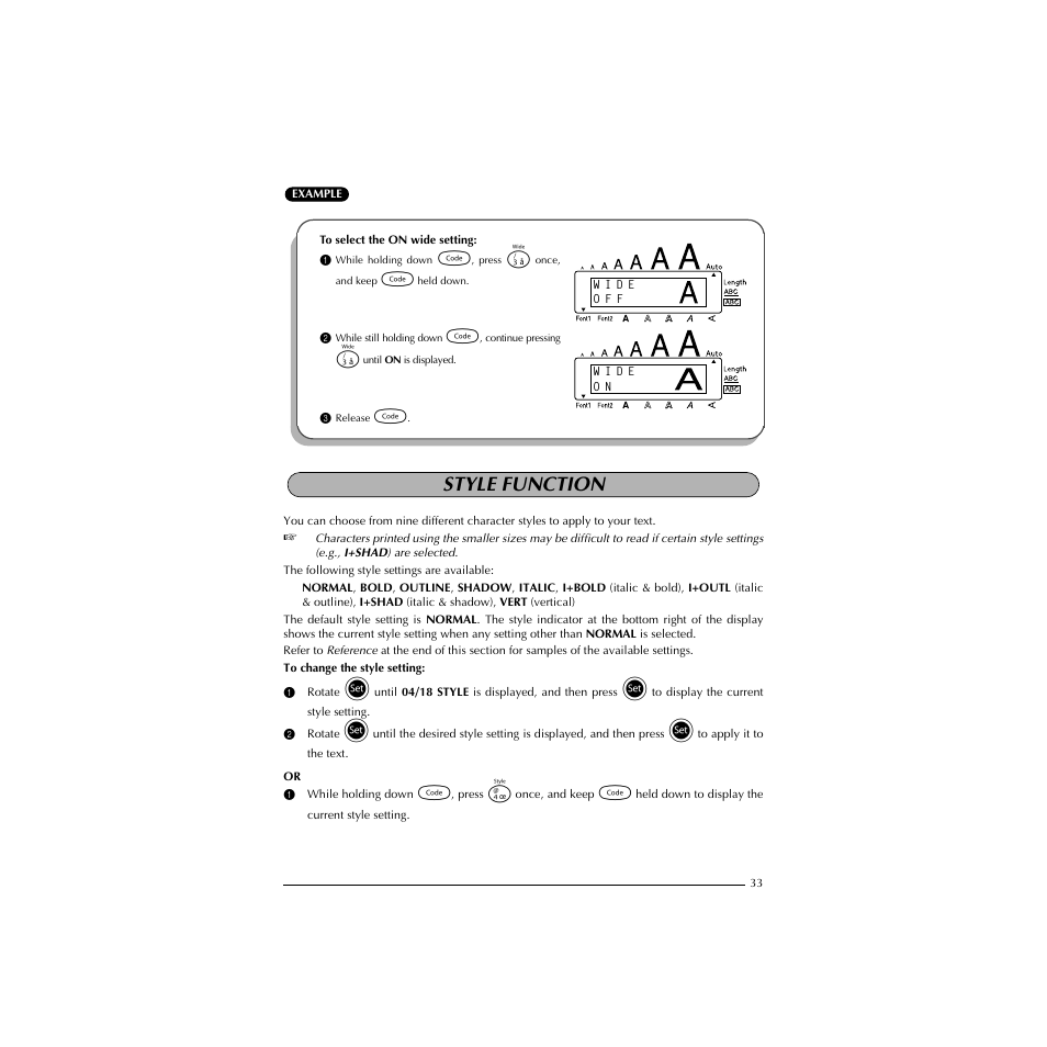 Style function | Brother HL-1850 User Manual | Page 37 / 71