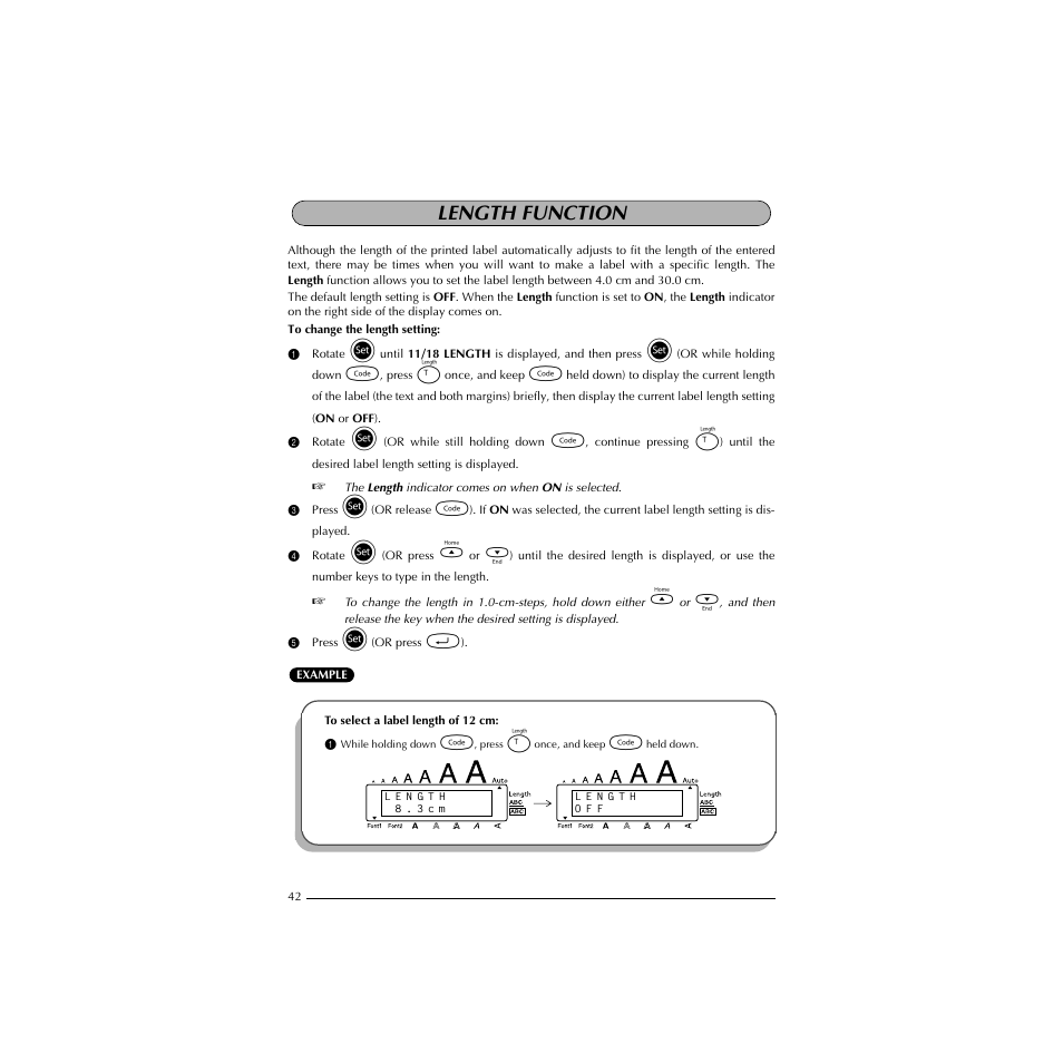 Length function | Brother HL-1850 User Manual | Page 46 / 71