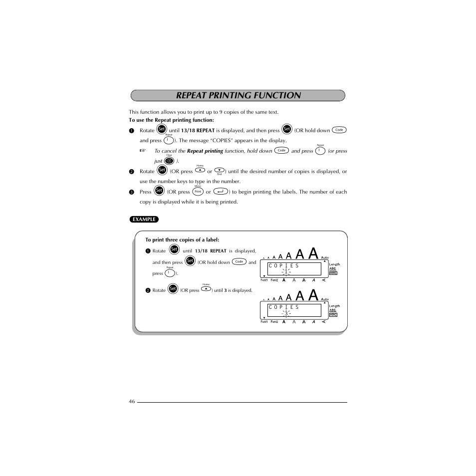 Repeat printing function | Brother HL-1850 User Manual | Page 50 / 71