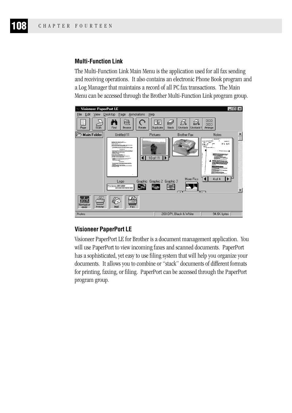 Multi-function link, Visioneer paperport le, Multi-function link visioneer paperport le | Brother MFC 1970MC User Manual | Page 116 / 136