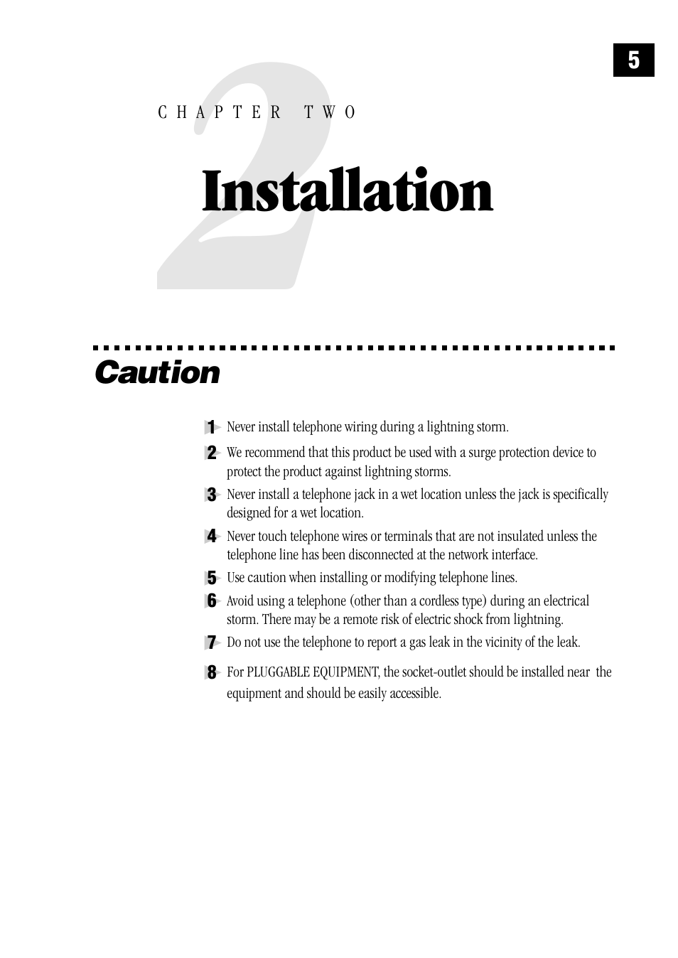 2 installation, Caution, Installation | Brother MFC 1970MC User Manual | Page 13 / 136