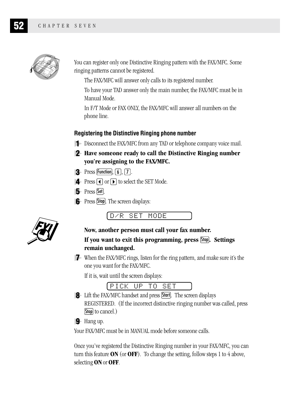 Registering the distinctive ringing phone number | Brother MFC 1970MC User Manual | Page 60 / 136