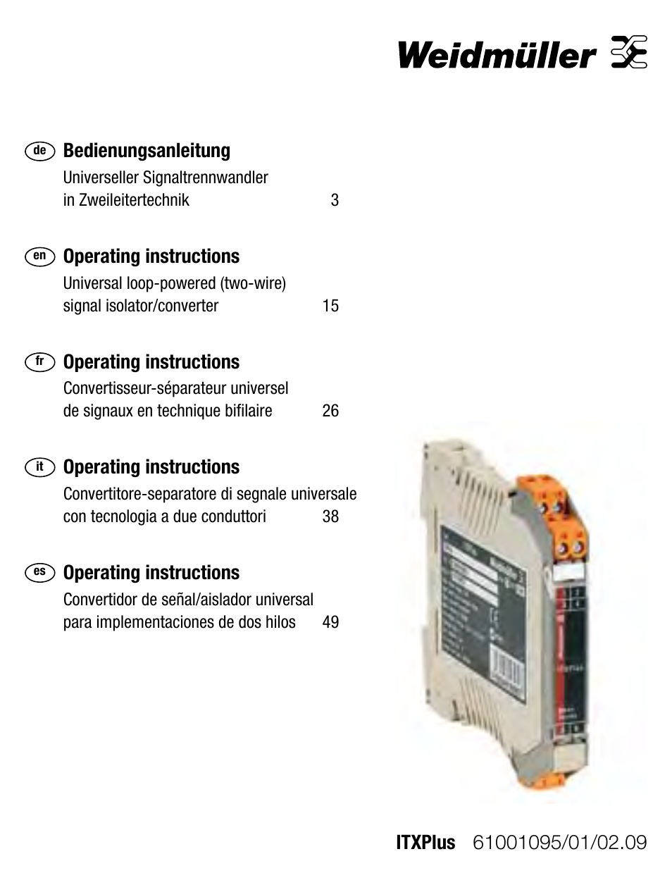 Weidmuller ITX+ - Universal signal isolator / amplifier User Manual | 64 pages