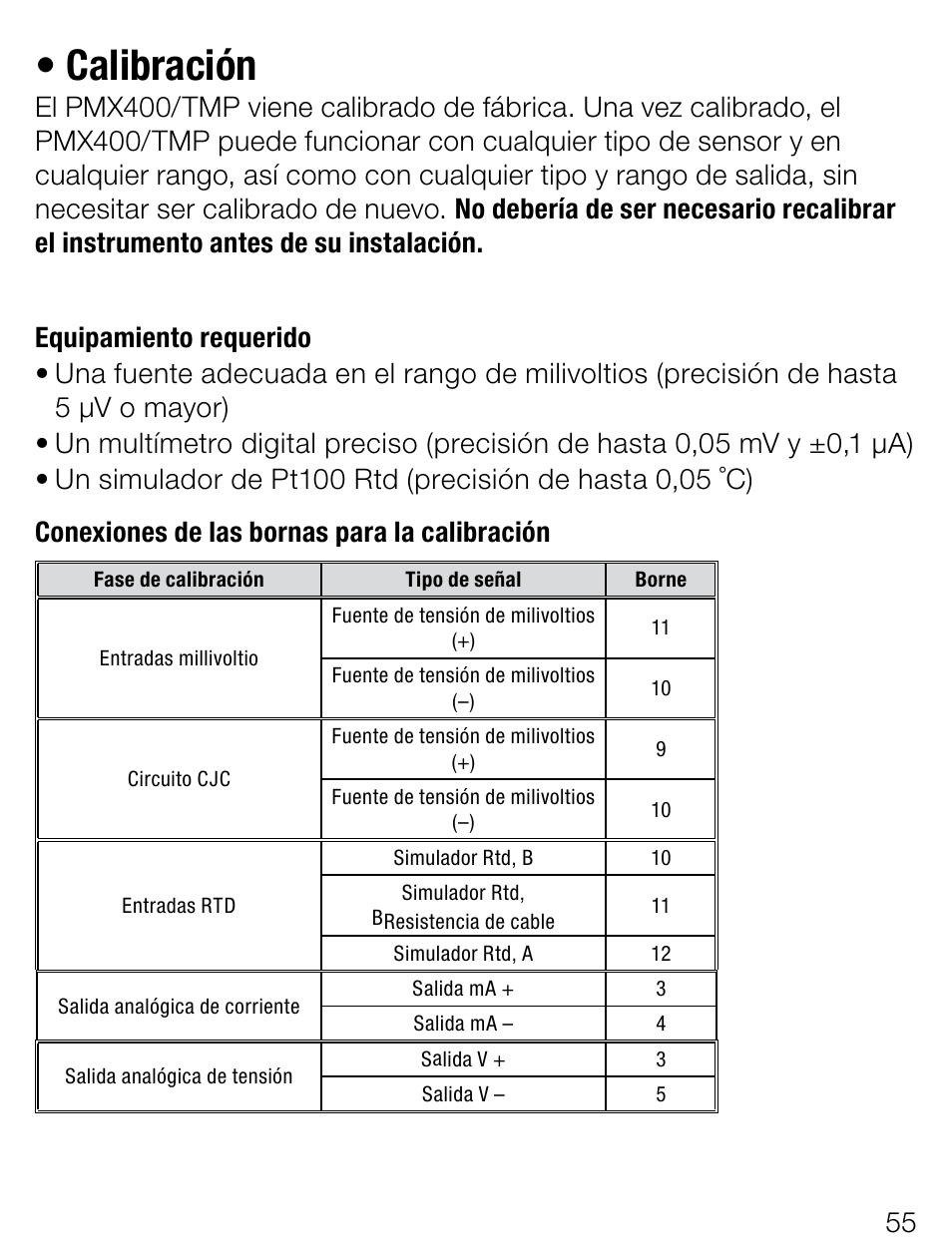 Calibración | Weidmuller PMX400TMP - Display instrument for control panel User Manual | Page 30 / 39