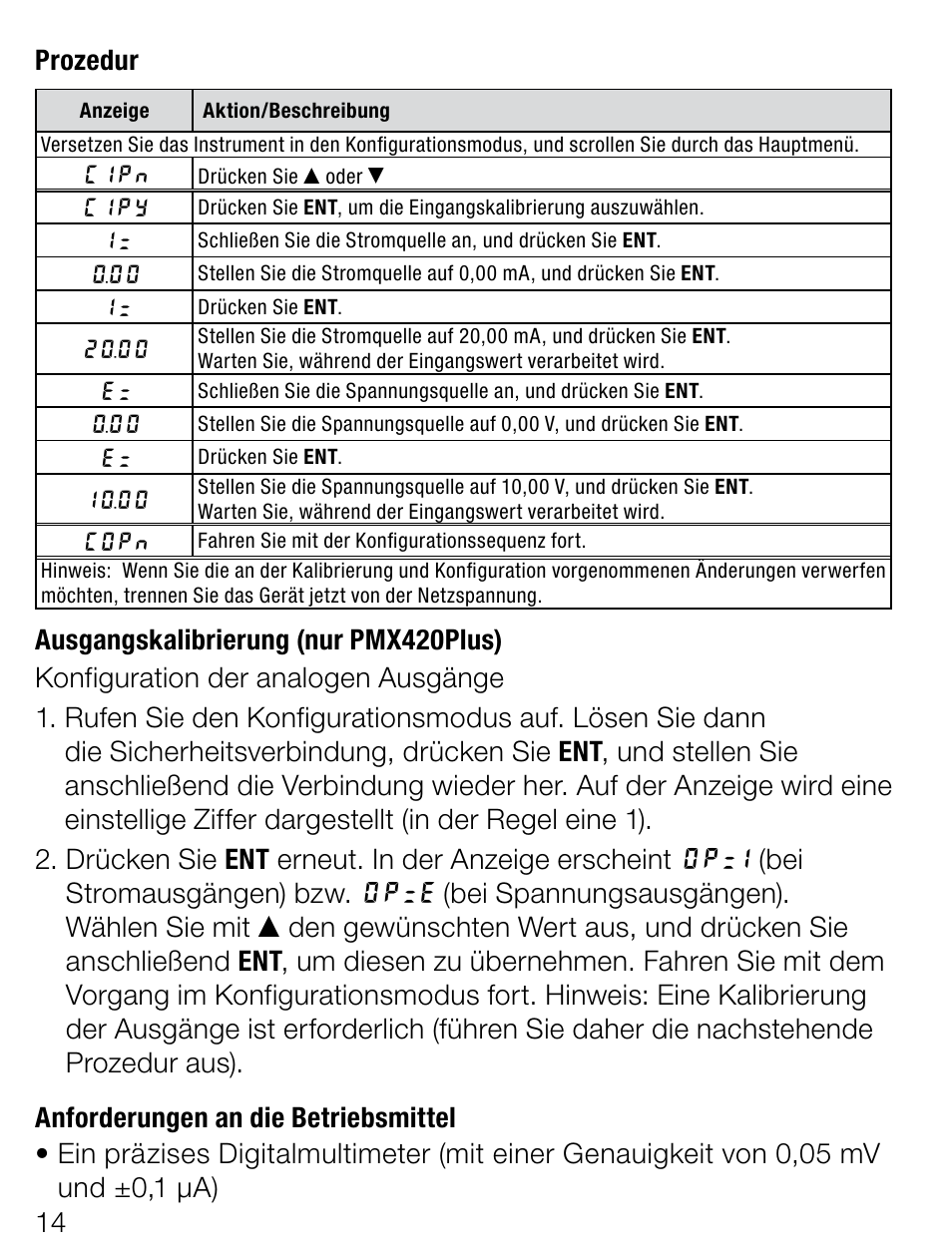 1 prozedur | Weidmuller PMX420SERIES - Display instrument for control panel User Manual | Page 14 / 68