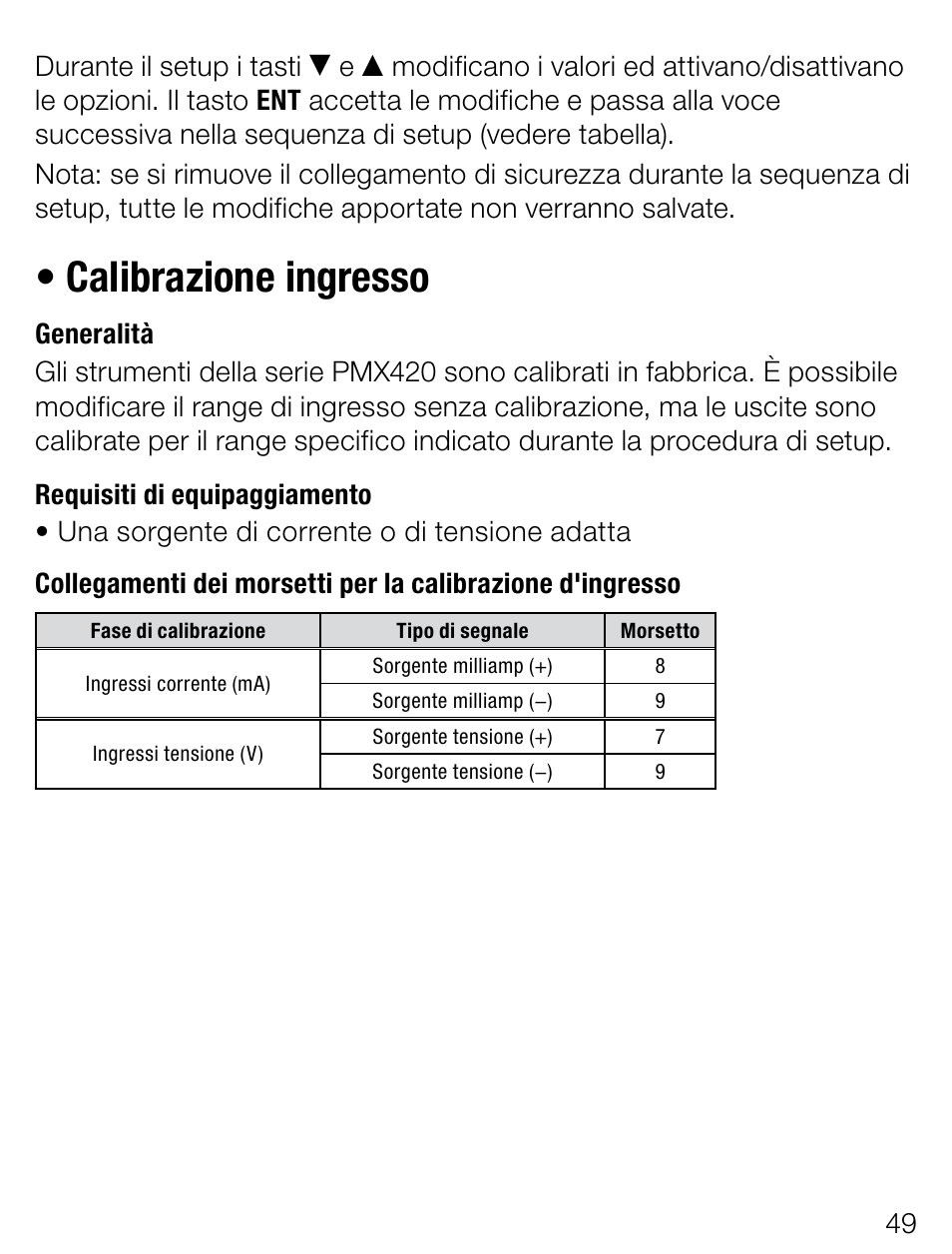 Calibrazioneingresso | Weidmuller PMX420SERIES - Display instrument for control panel User Manual | Page 49 / 68