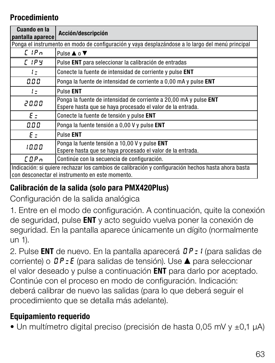 6 procedimiento | Weidmuller PMX420SERIES - Display instrument for control panel User Manual | Page 63 / 68