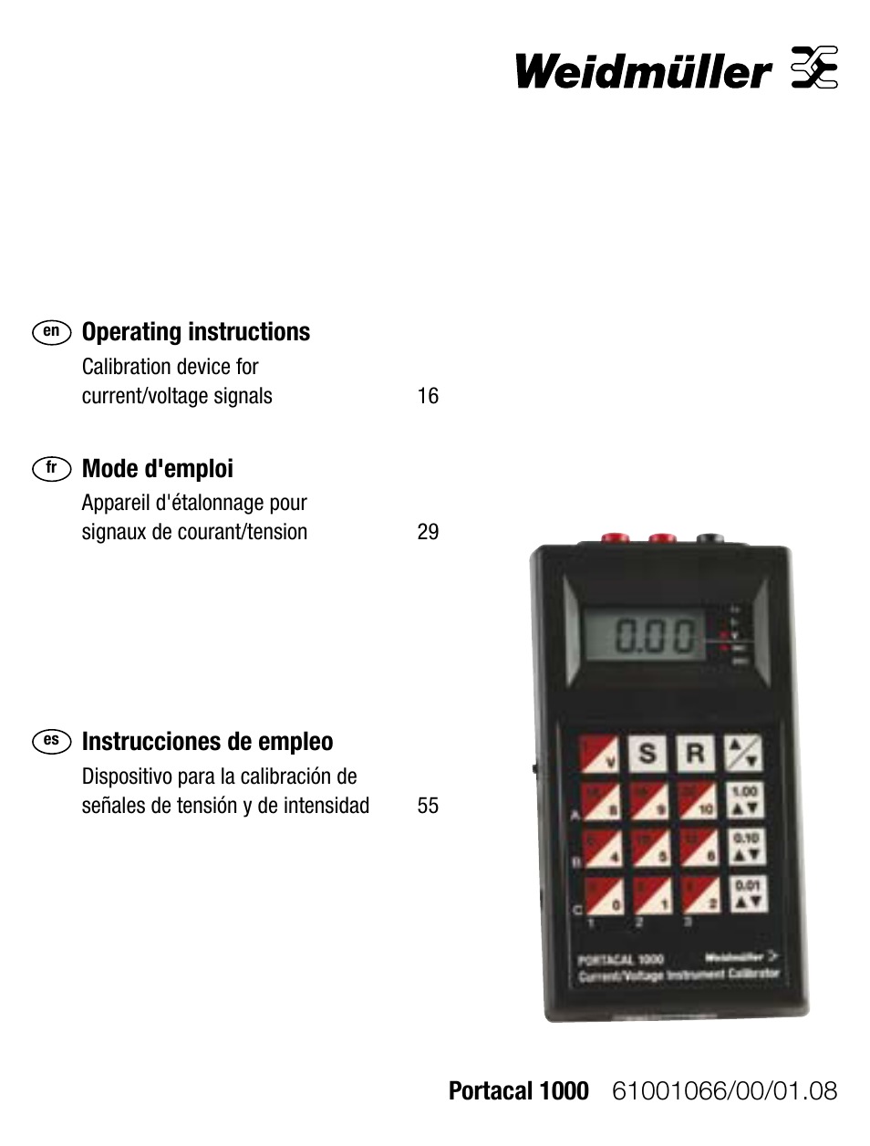 Weidmuller Portacal 1000 - Instrument Calibrator User Manual | 41 pages