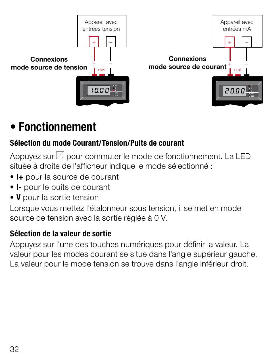 Fonctionnement | Weidmuller Portacal 1000 - Instrument Calibrator User Manual | Page 18 / 41