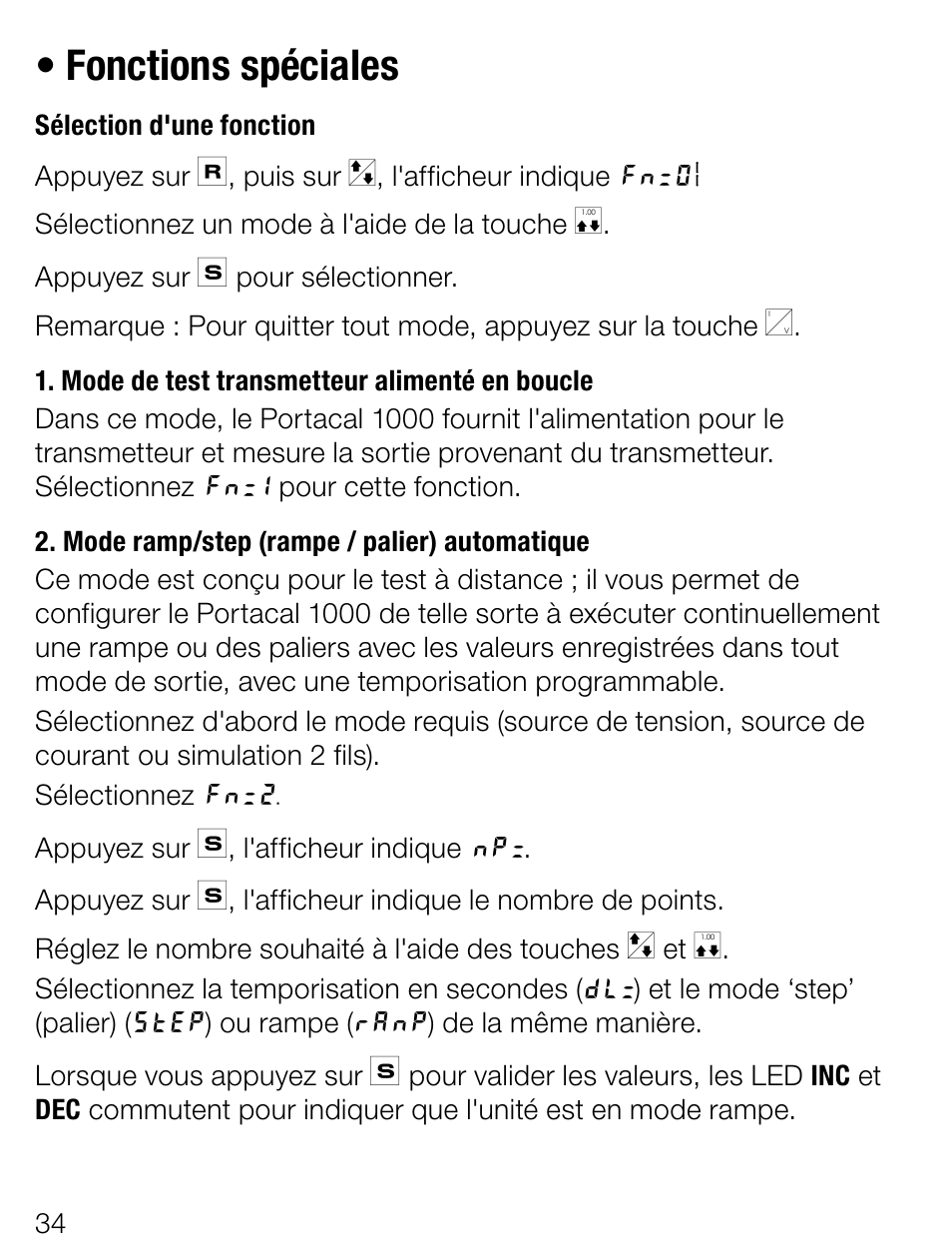 Fonctions spéciales | Weidmuller Portacal 1000 - Instrument Calibrator User Manual | Page 20 / 41