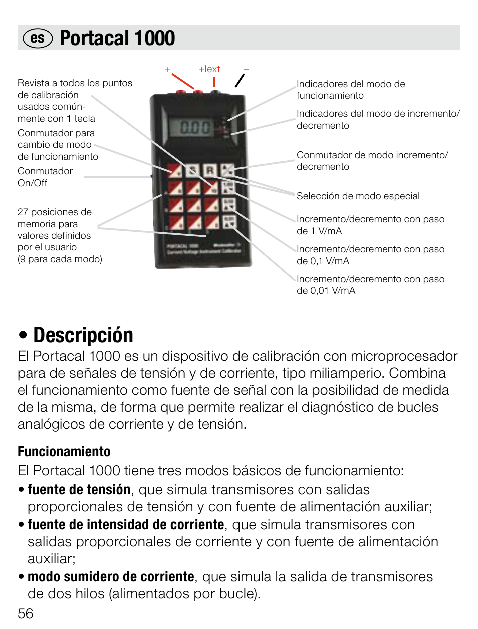 Portacal 1000 • descripción | Weidmuller Portacal 1000 - Instrument Calibrator User Manual | Page 29 / 41