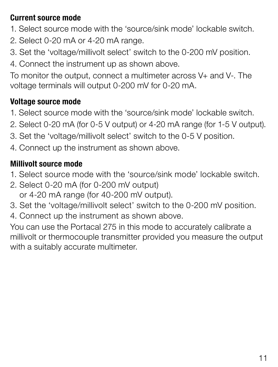 Weidmuller Portacal 275 - Signal source and loop calibrator User Manual | Page 11 / 32