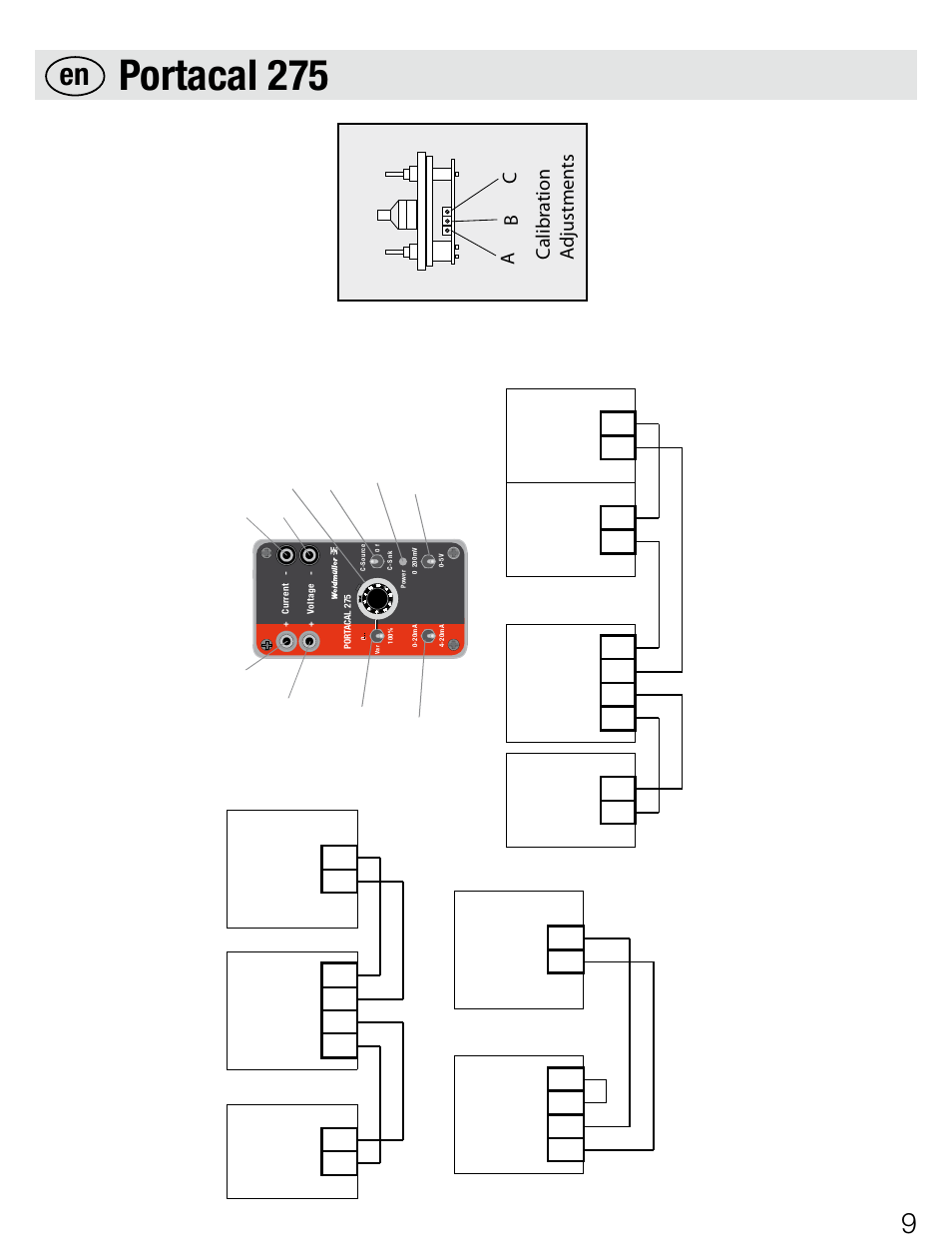 Portacal 275, Ab c c alibr ation a djustmen ts, Por ta ca l2 7 5 | Por ta ca l2 75 | Weidmuller Portacal 275 - Signal source and loop calibrator User Manual | Page 9 / 32