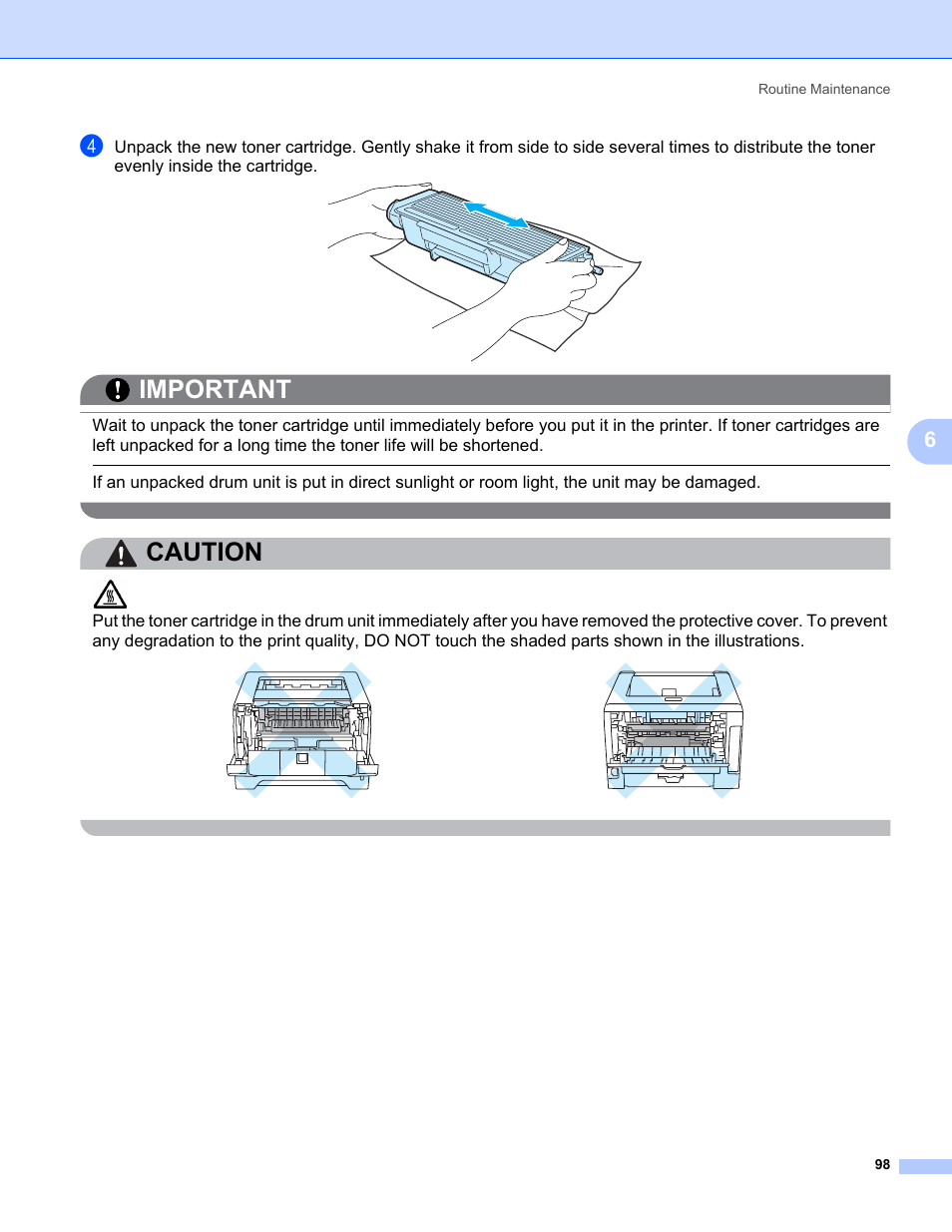 Important, Caution | Brother HL 5370DW User Manual | Page 108 / 172