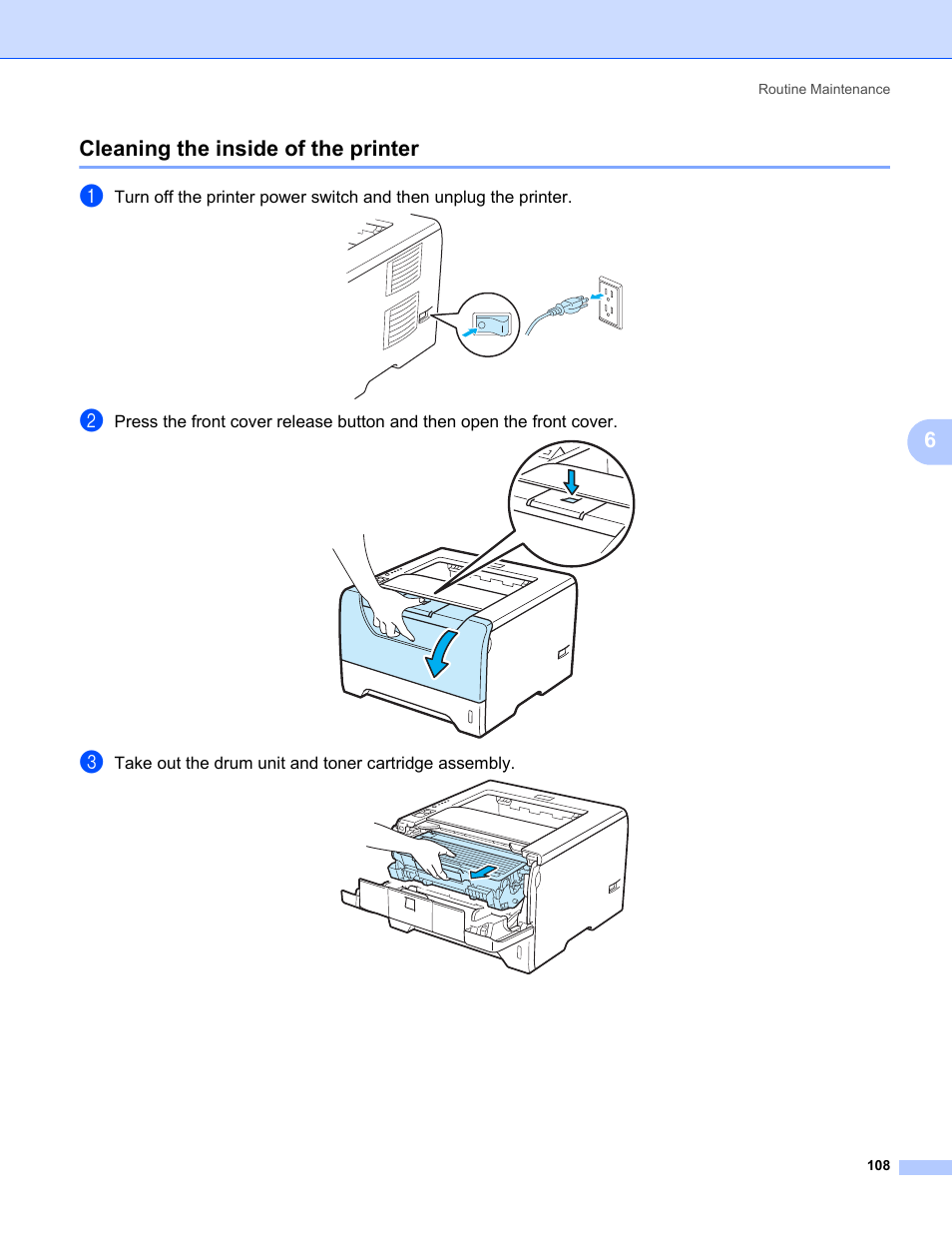 Cleaning the inside of the printer | Brother HL 5370DW User Manual | Page 118 / 172