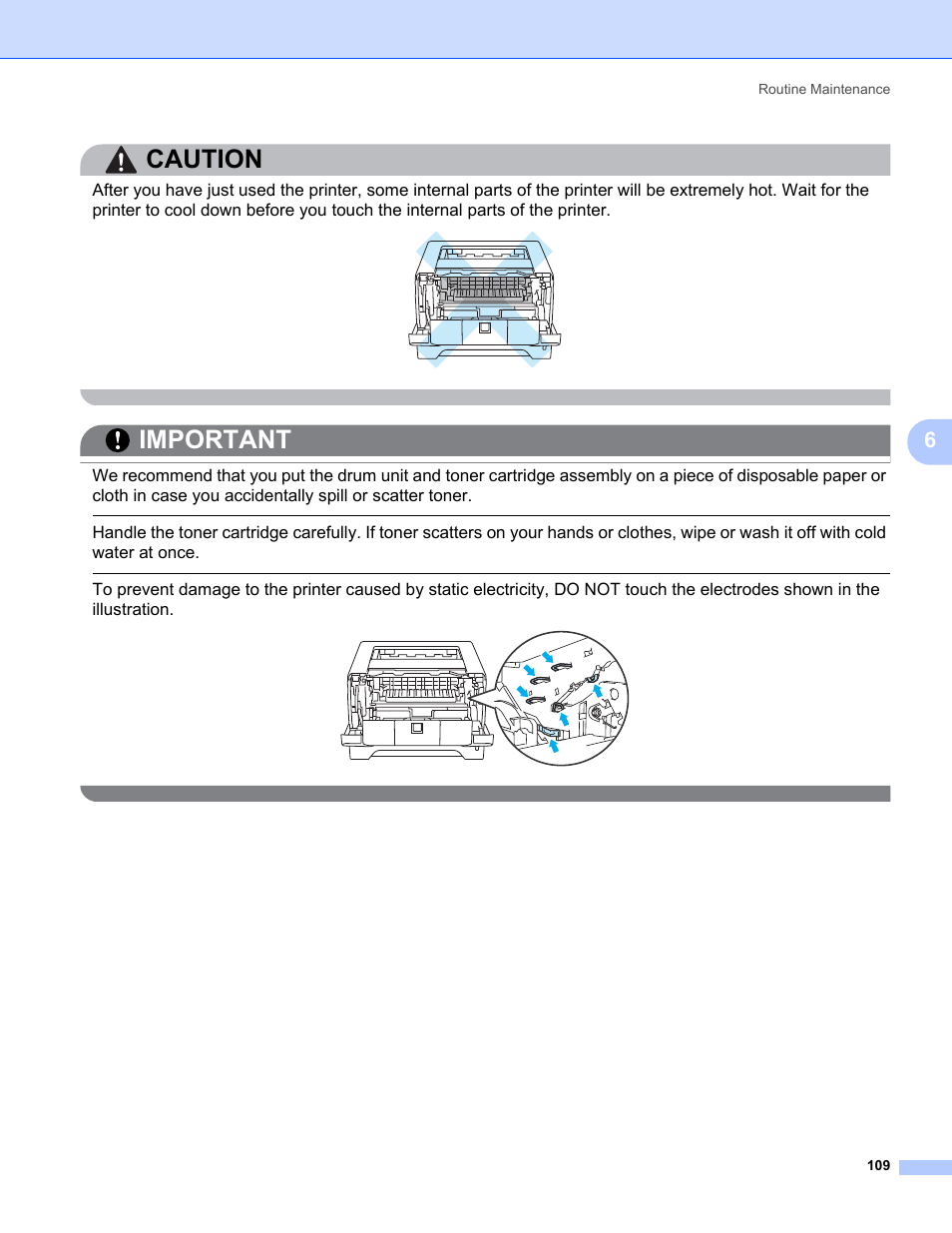 Caution, Important | Brother HL 5370DW User Manual | Page 119 / 172