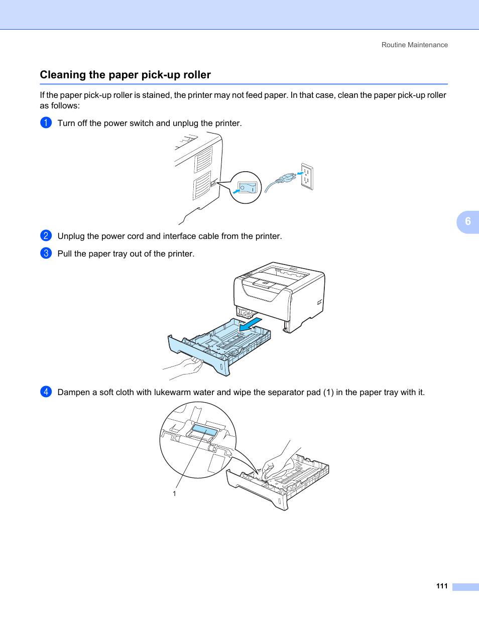 Cleaning the paper pick-up roller | Brother HL 5370DW User Manual | Page 121 / 172