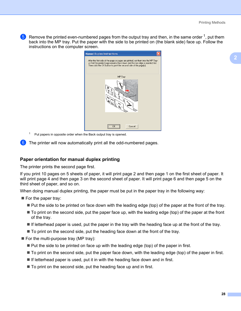 Paper orientation for manual duplex printing | Brother HL 5370DW User Manual | Page 38 / 172
