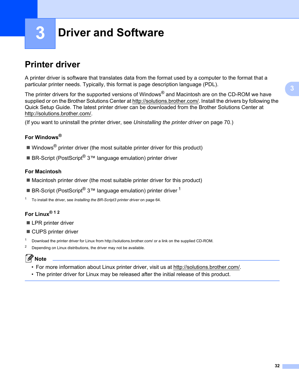 3 driver and software, Printer driver, Driver and software | Brother HL 5370DW User Manual | Page 42 / 172