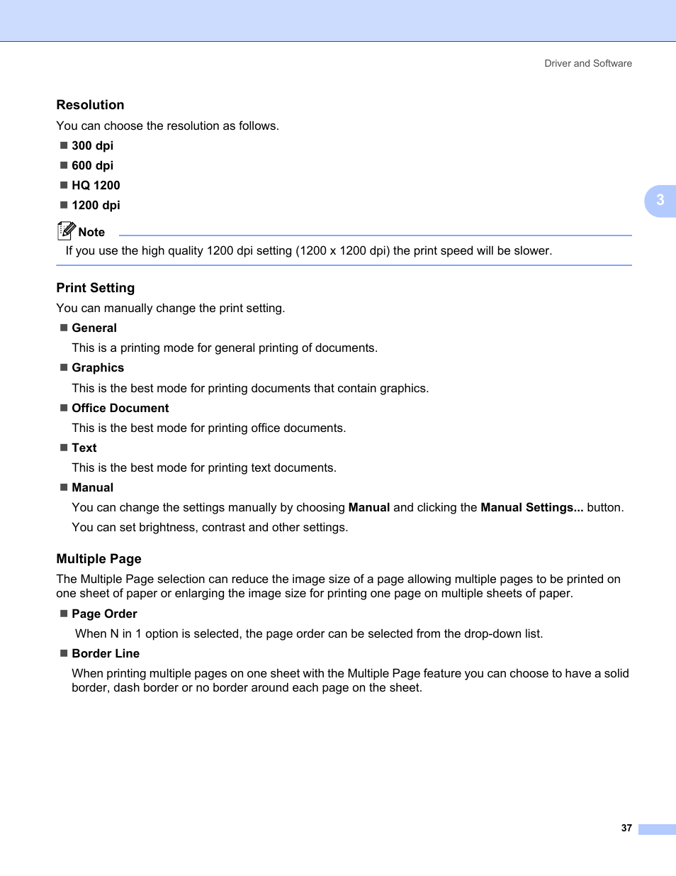 Resolution, Print setting | Brother HL 5370DW User Manual | Page 47 / 172