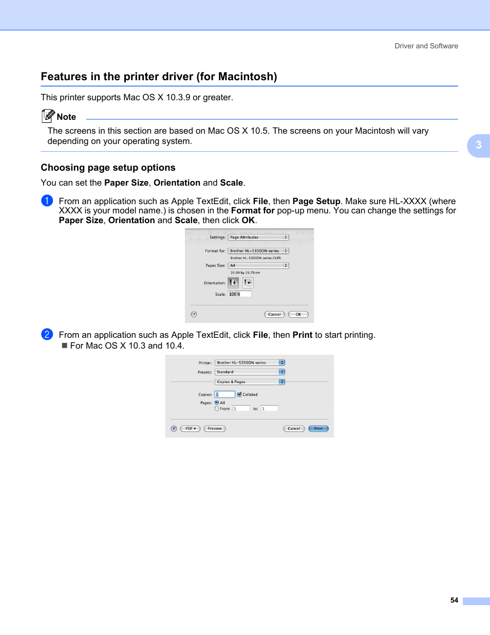 Features in the printer driver (for macintosh), 3features in the printer driver (for macintosh) | Brother HL 5370DW User Manual | Page 64 / 172