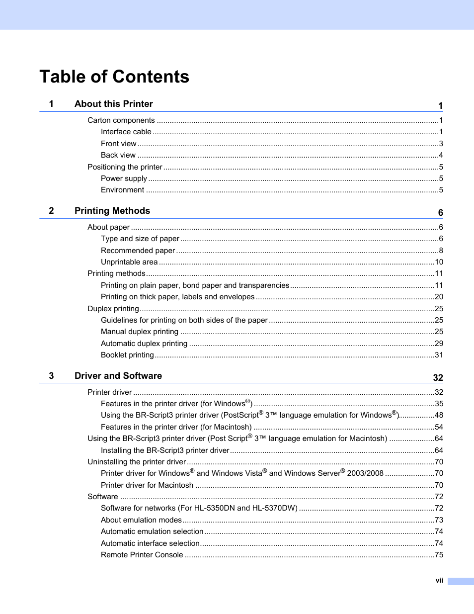 Brother HL 5370DW User Manual | Page 8 / 172