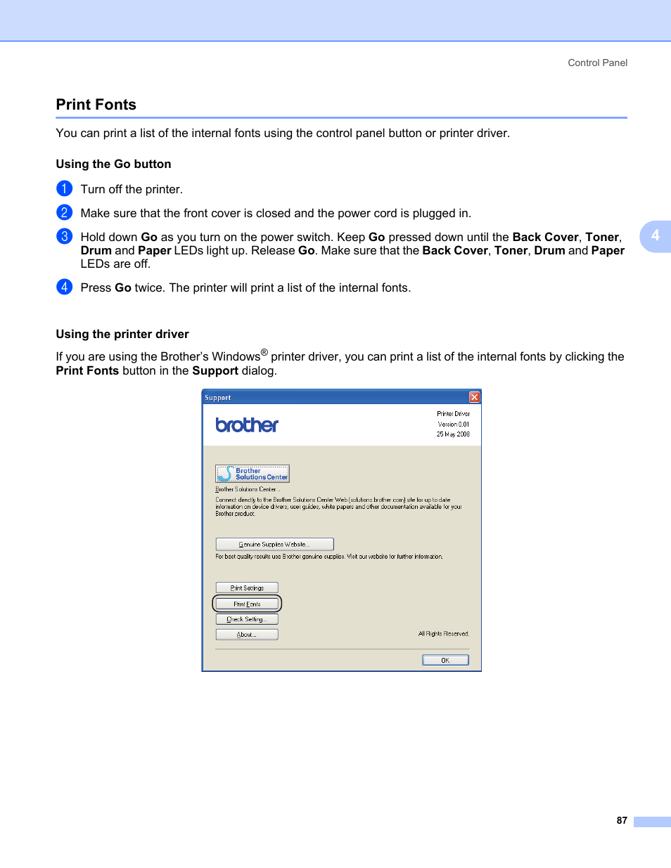 Print fonts, 4print fonts | Brother HL 5370DW User Manual | Page 97 / 172