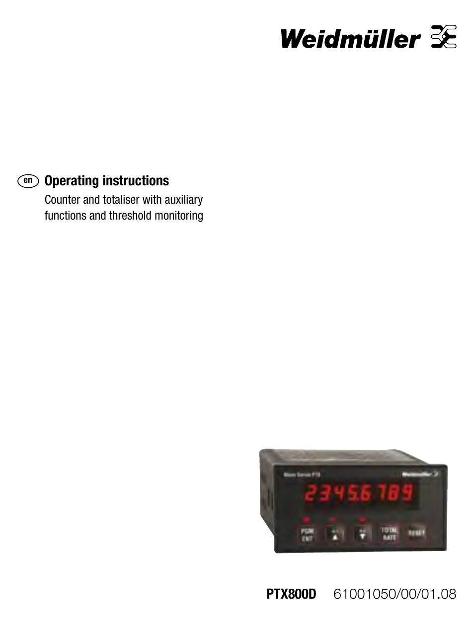 Weidmuller PTX800D - Scalable pulse and frequency counter User Manual | 22 pages
