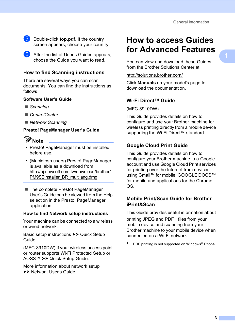 How to find scanning instructions, How to access guides for advanced features | Brother MFC-8510DN User Manual | Page 11 / 181