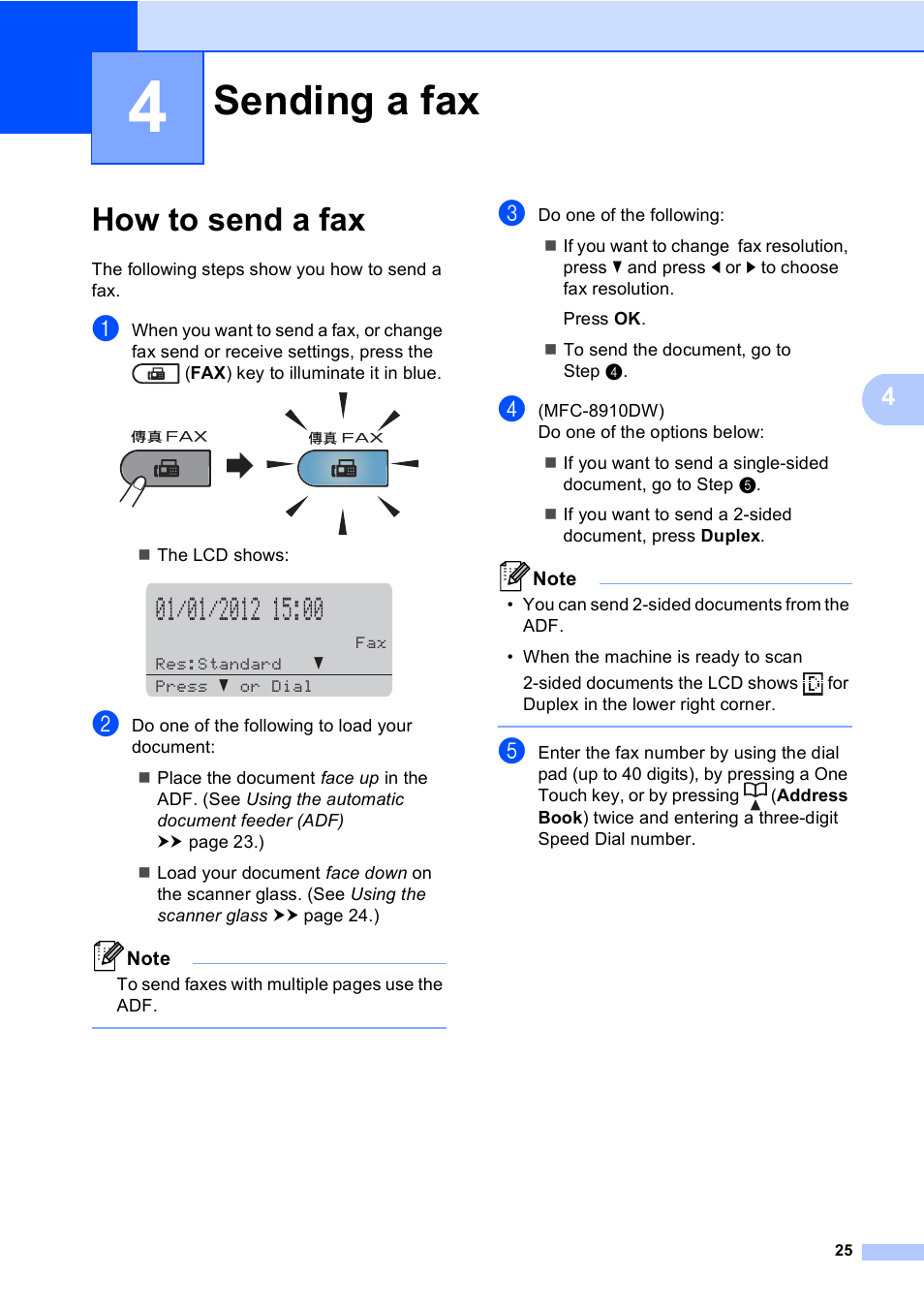 4 sending a fax, How to send a fax, Sending a fax | Brother MFC-8510DN User Manual | Page 33 / 181