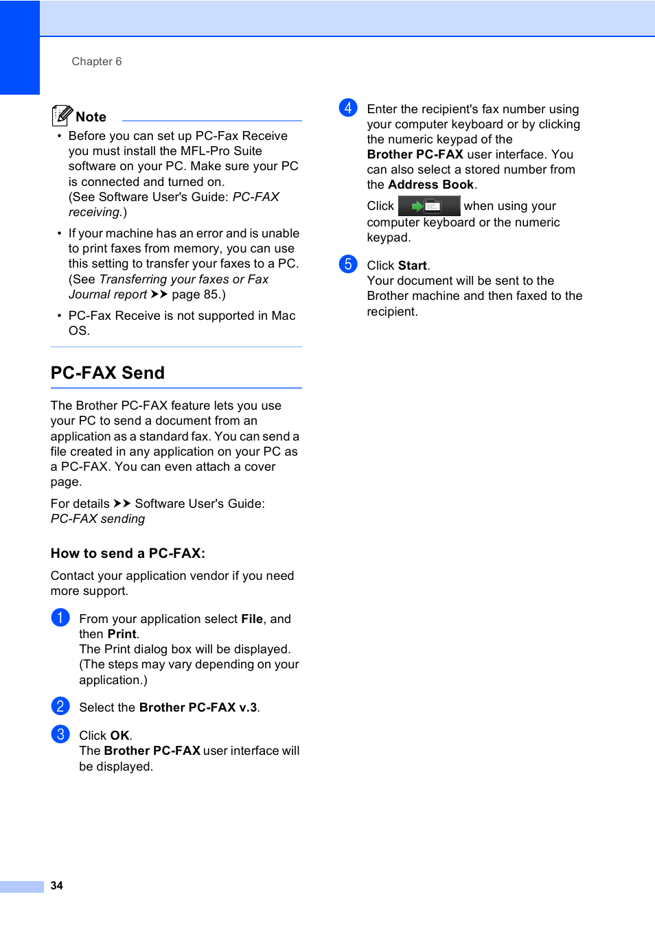 Pc-fax send, How to send a pc-fax | Brother MFC-8510DN User Manual | Page 42 / 181