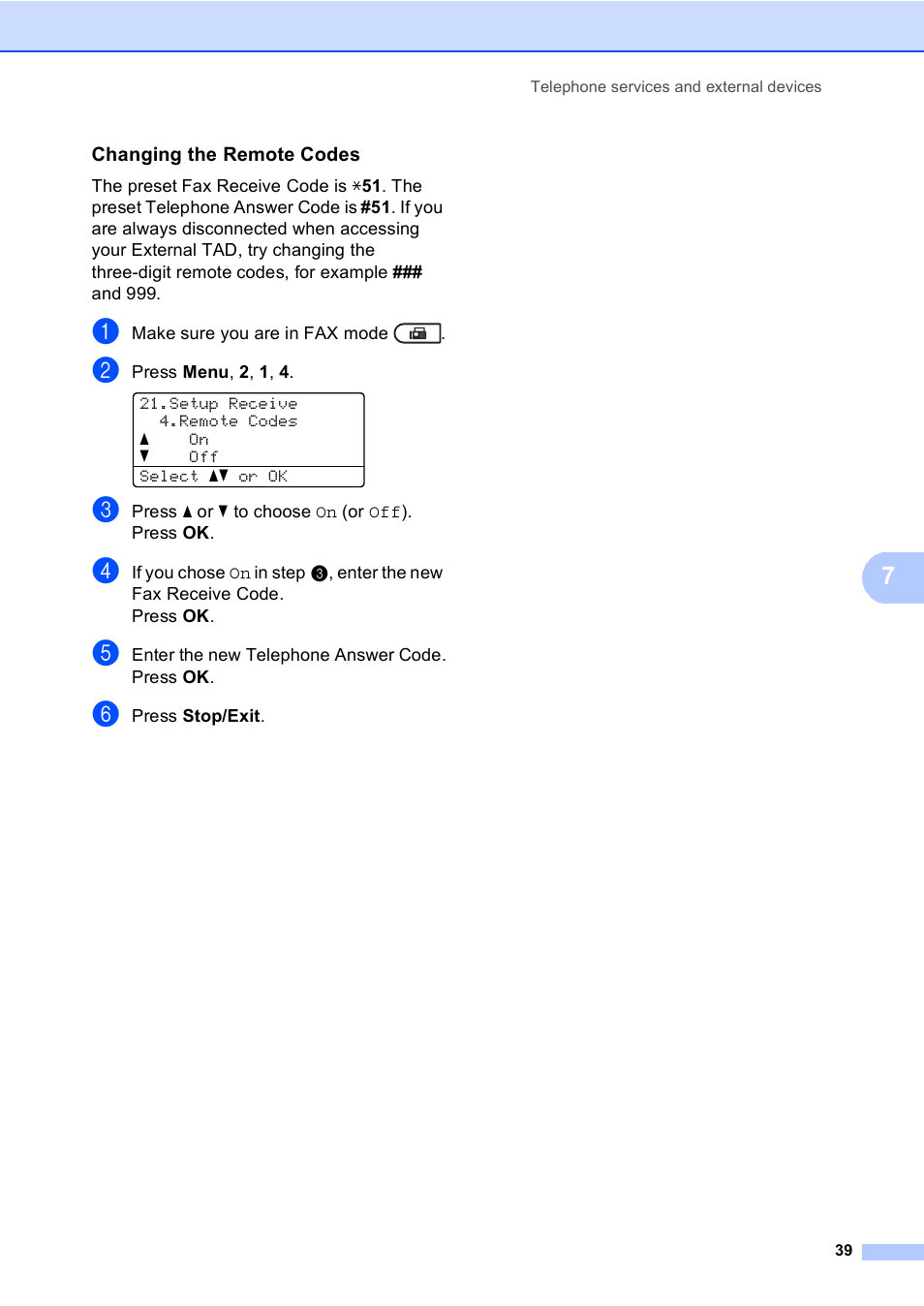 Changing the remote codes | Brother MFC-8510DN User Manual | Page 47 / 181