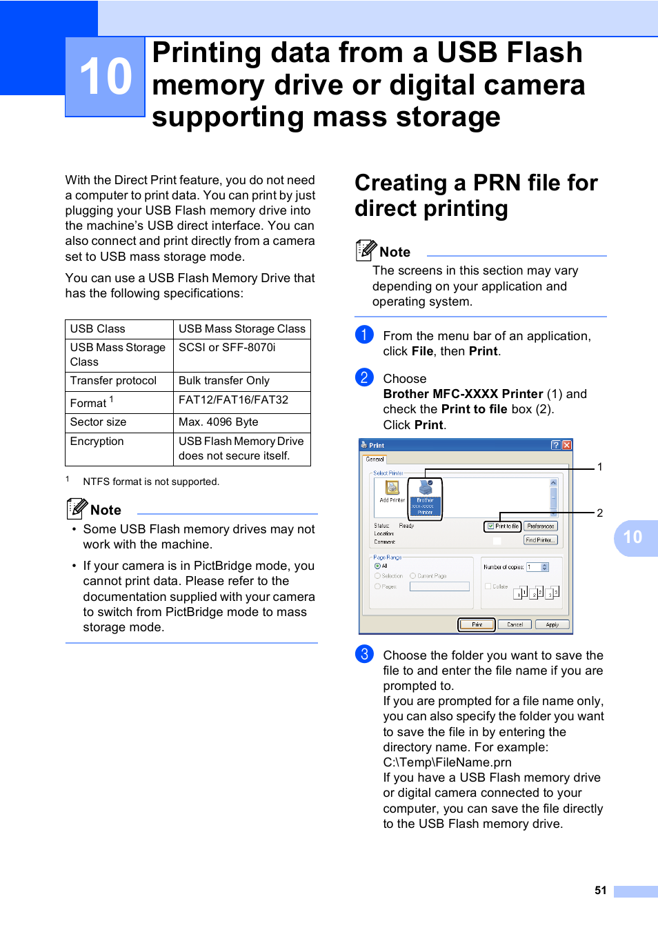 Creating a prn file for direct printing | Brother MFC-8510DN User Manual | Page 59 / 181