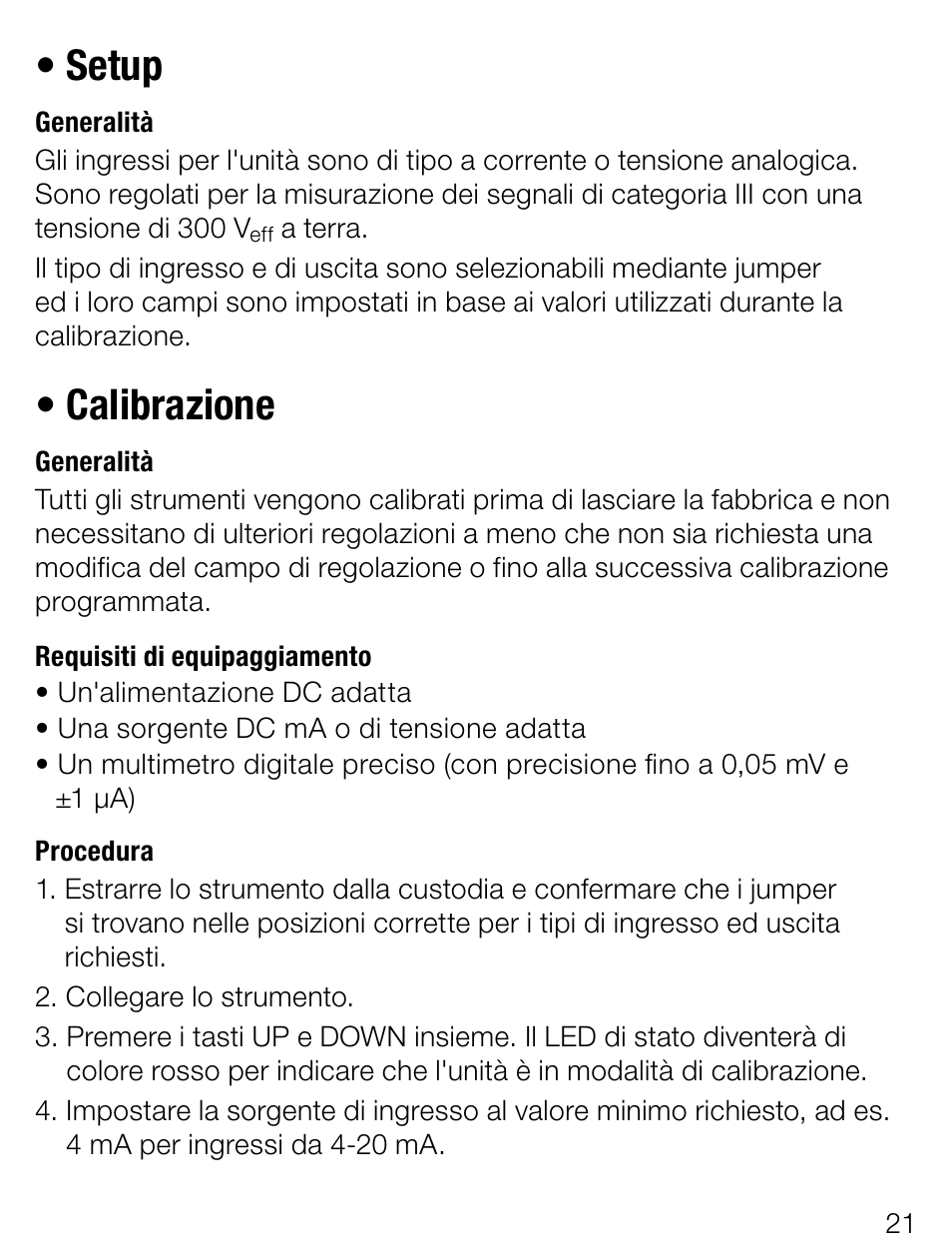 Setup, Calibrazione | Weidmuller wavePak - Configurable singal isolator-converter User Manual | Page 21 / 28