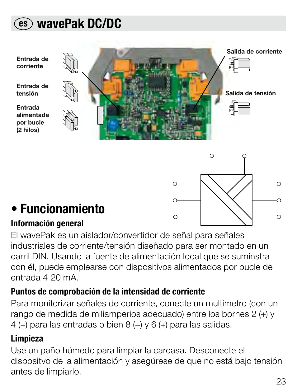 Wavepak dc/dc • funcionamiento | Weidmuller wavePak - Configurable singal isolator-converter User Manual | Page 23 / 28