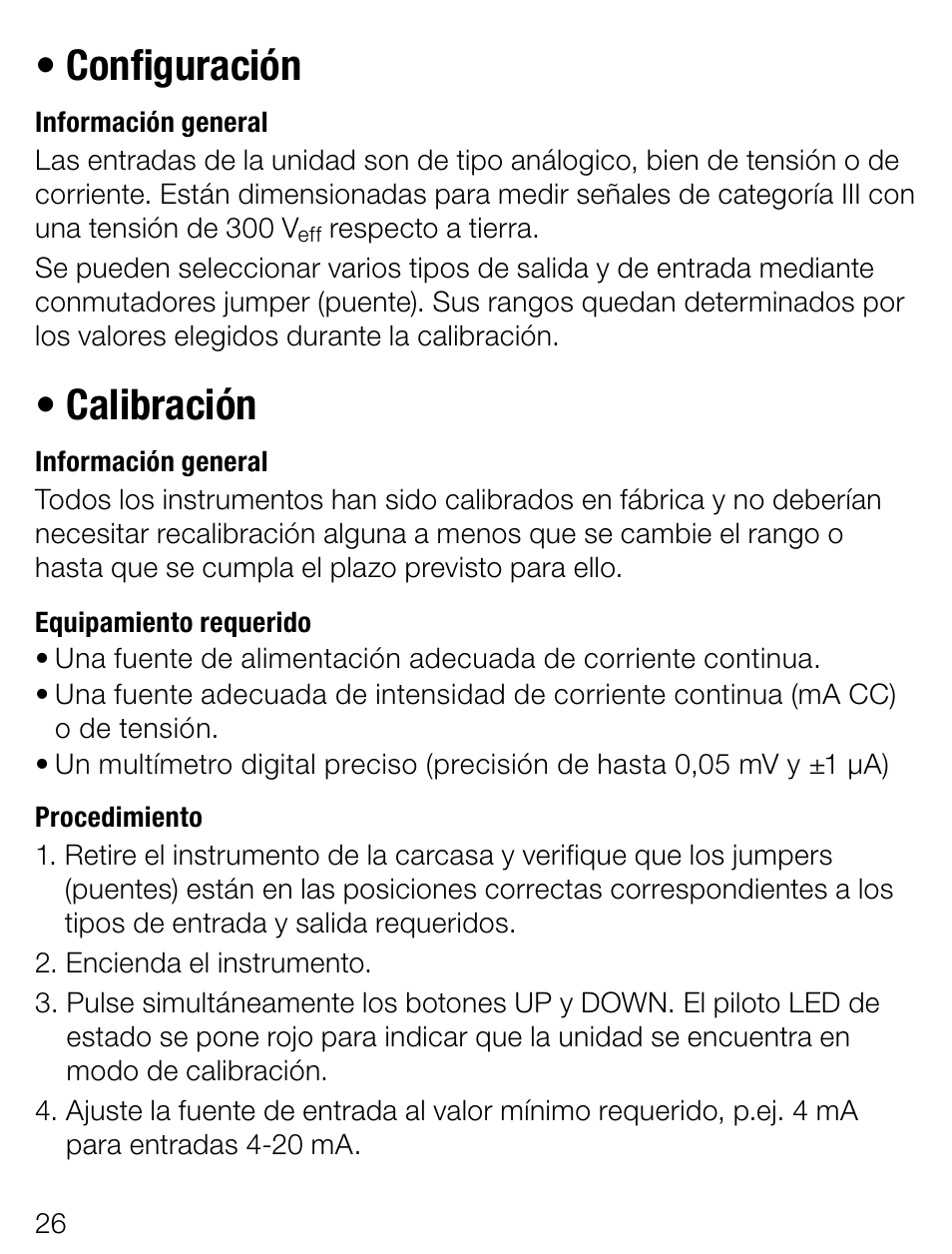 Configuración, Calibración | Weidmuller wavePak - Configurable singal isolator-converter User Manual | Page 26 / 28