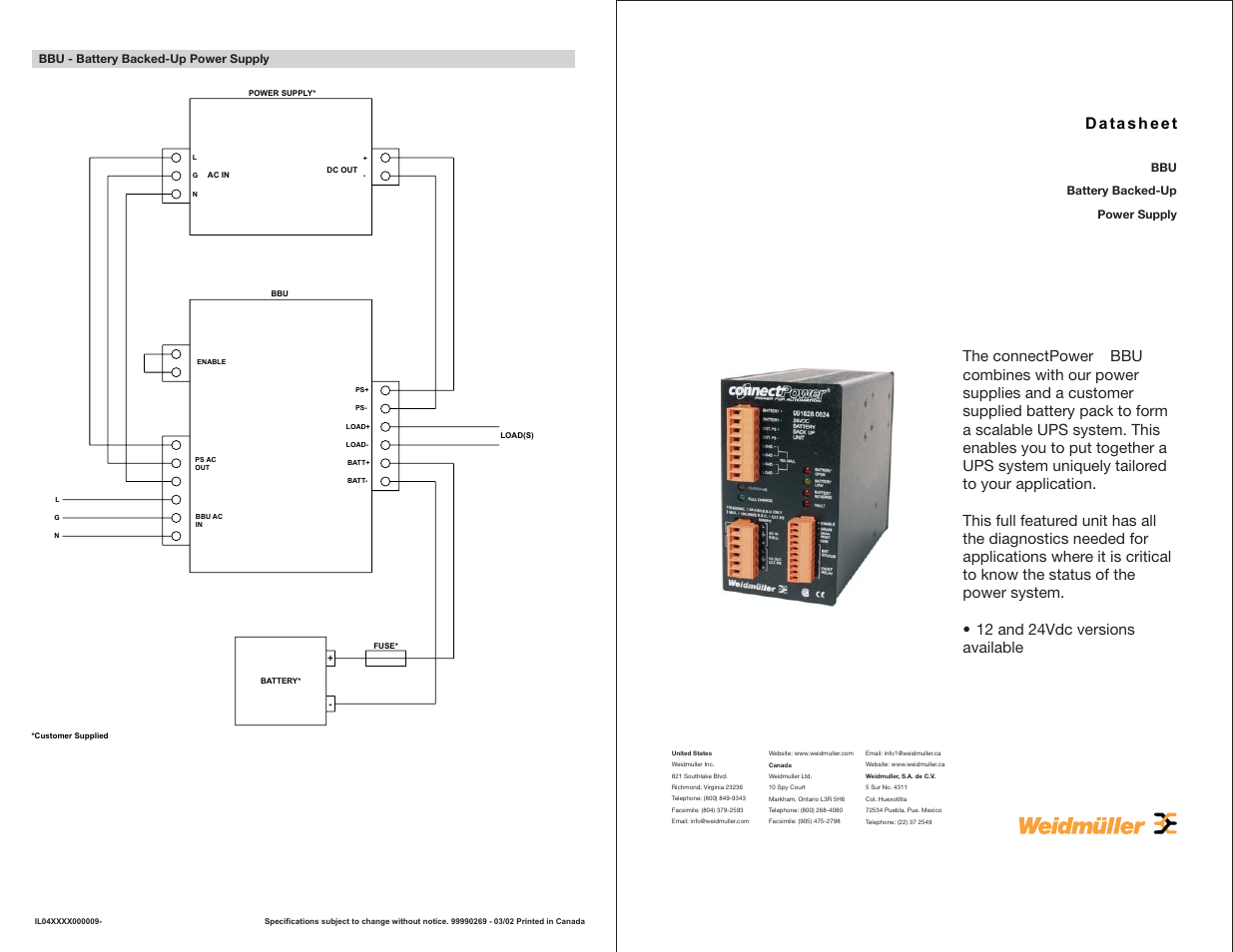 Weidmuller Battery Back Up User Manual | 2 pages