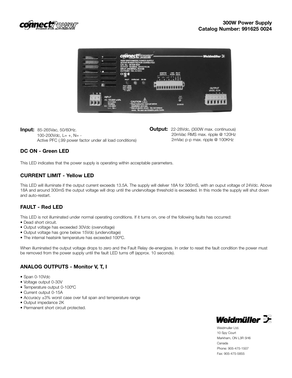Weidmuller ConnectPower 12.5A Power Supply User Manual | Page 2 / 2